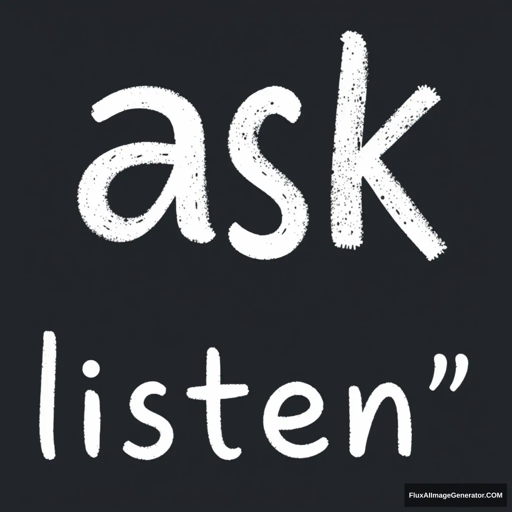 "Use the two words 'ask' and 'listen' to create a positive energy image." - Image