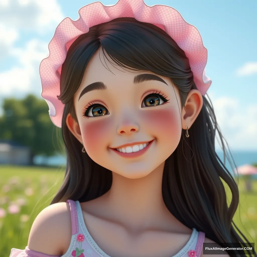 CG, beautiful girl, cute face, smile, summer, 3D - Image