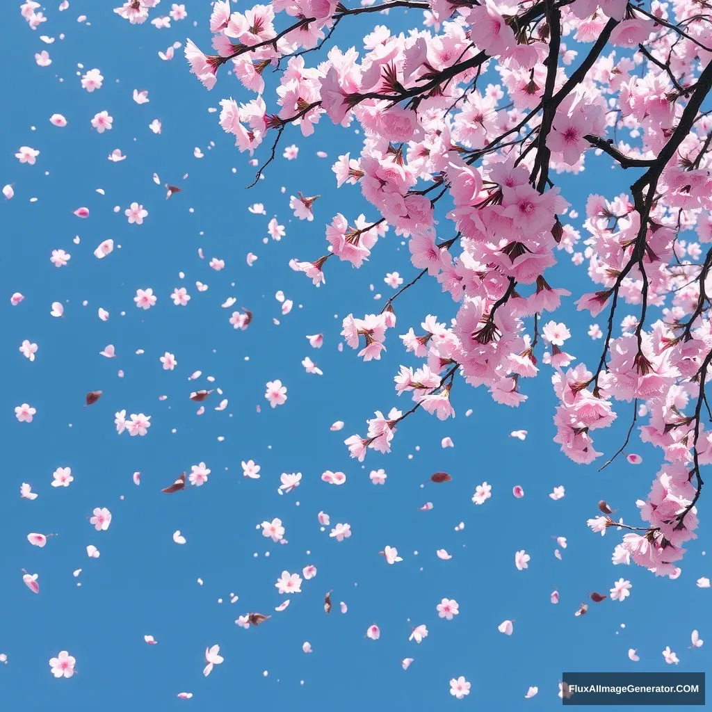 'Countless splendid cherry blossoms scattered by the wind.'