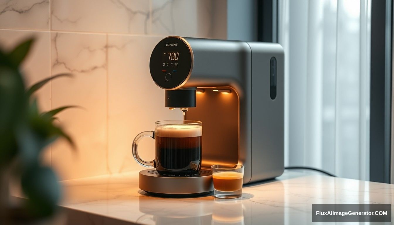 A coffee machine, beautiful, Xiaomi style. - Image