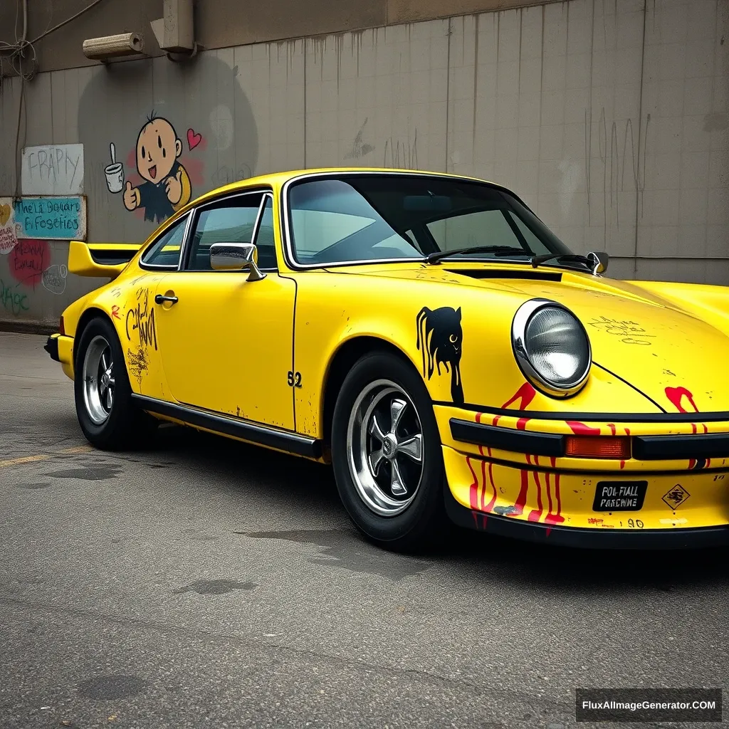 Banksy style Porsche 911 sc