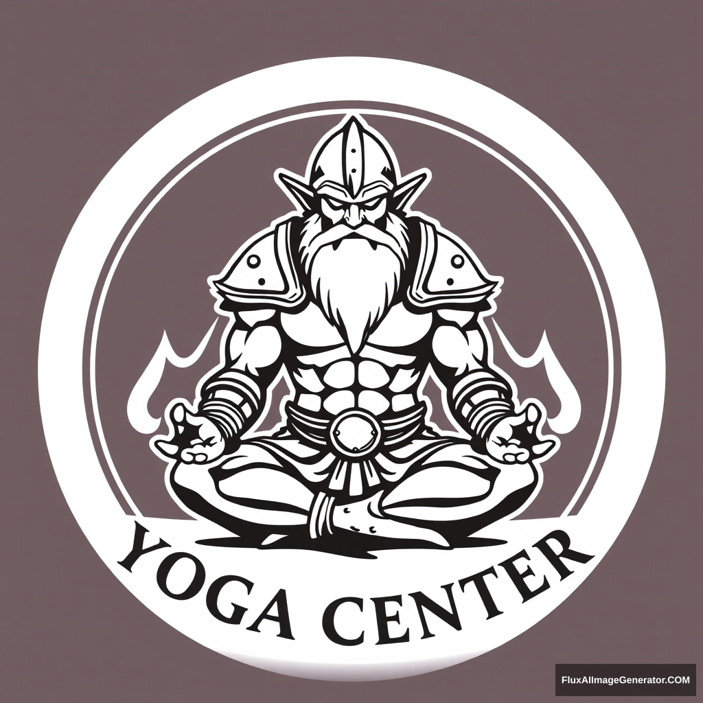 Yoga Center Logo: Muscular Armor Dwarf Dungeons & Dragons lotus position