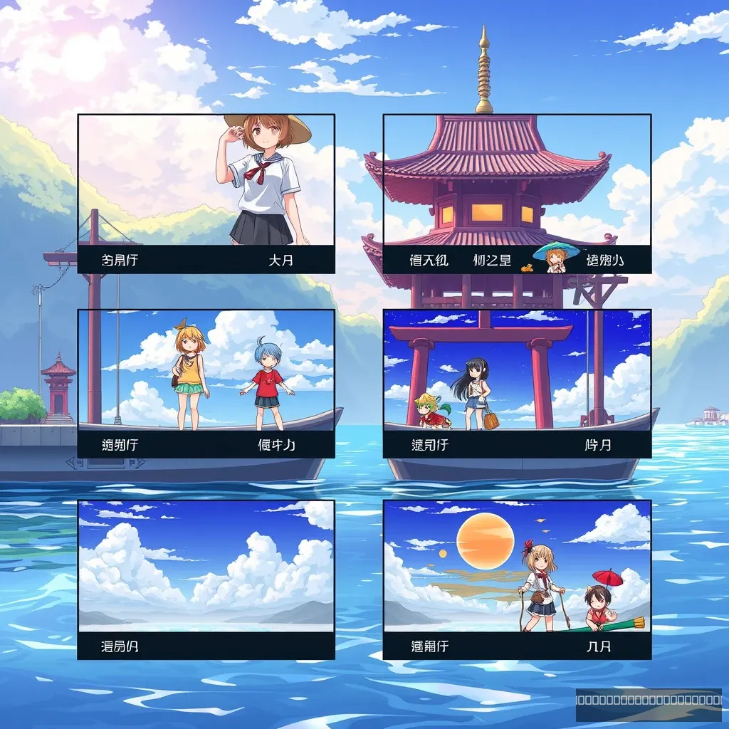 "Summer tourism outputs 6 groups of different styles, each group containing 6 anime-style素材图."