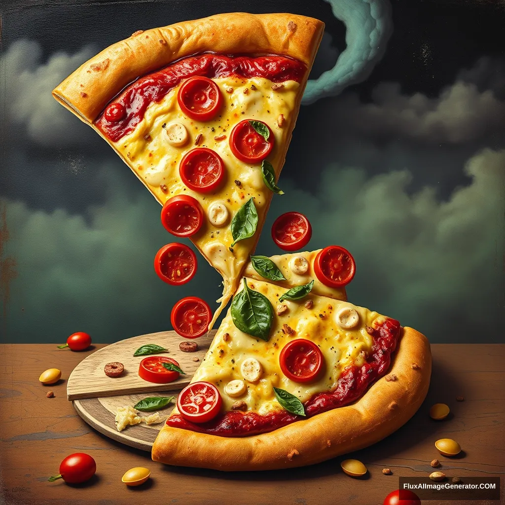 Surreal weird pizza