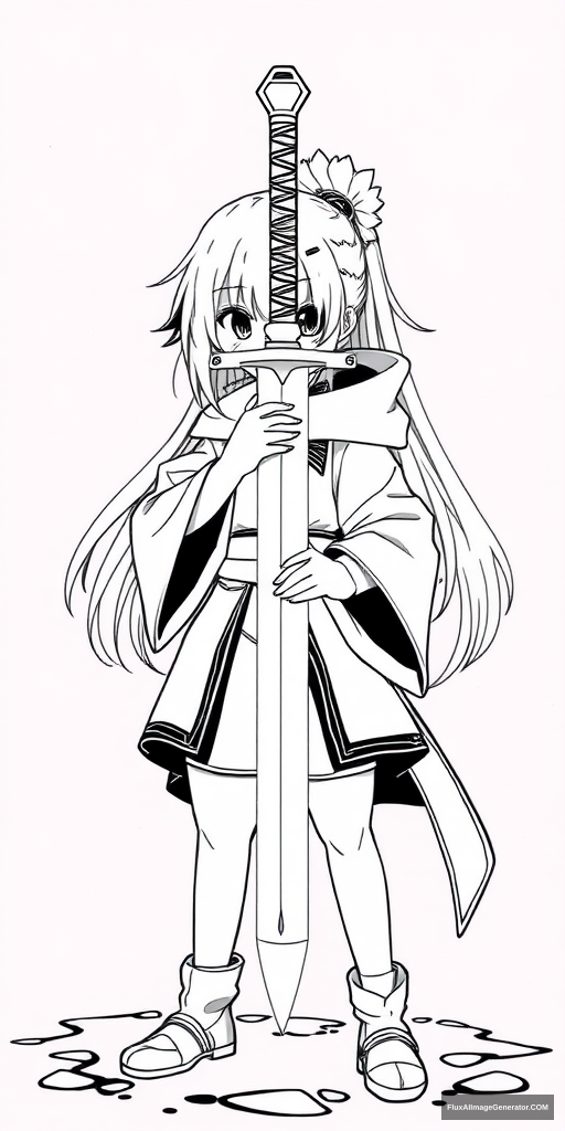 simple line art sword anime cute