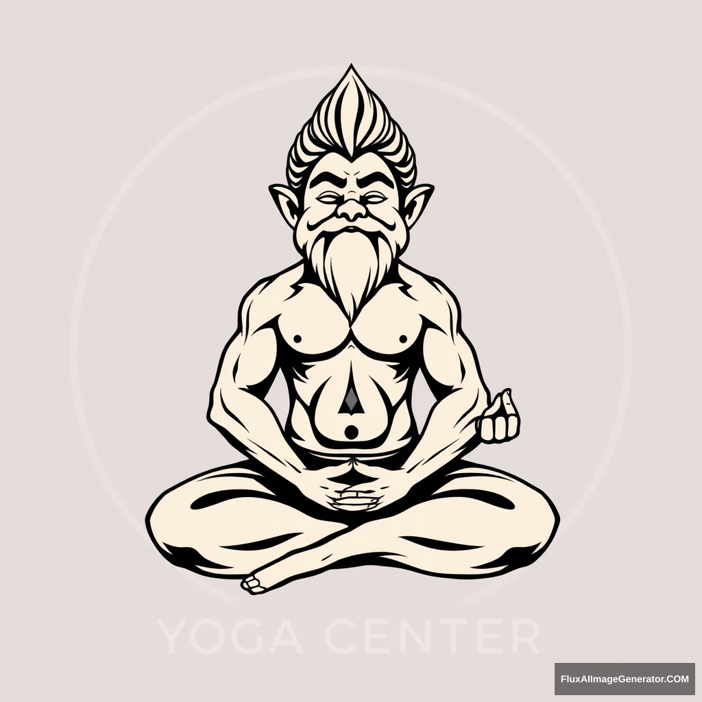 Yoga Center logo: Muscular dwarf in lotus position