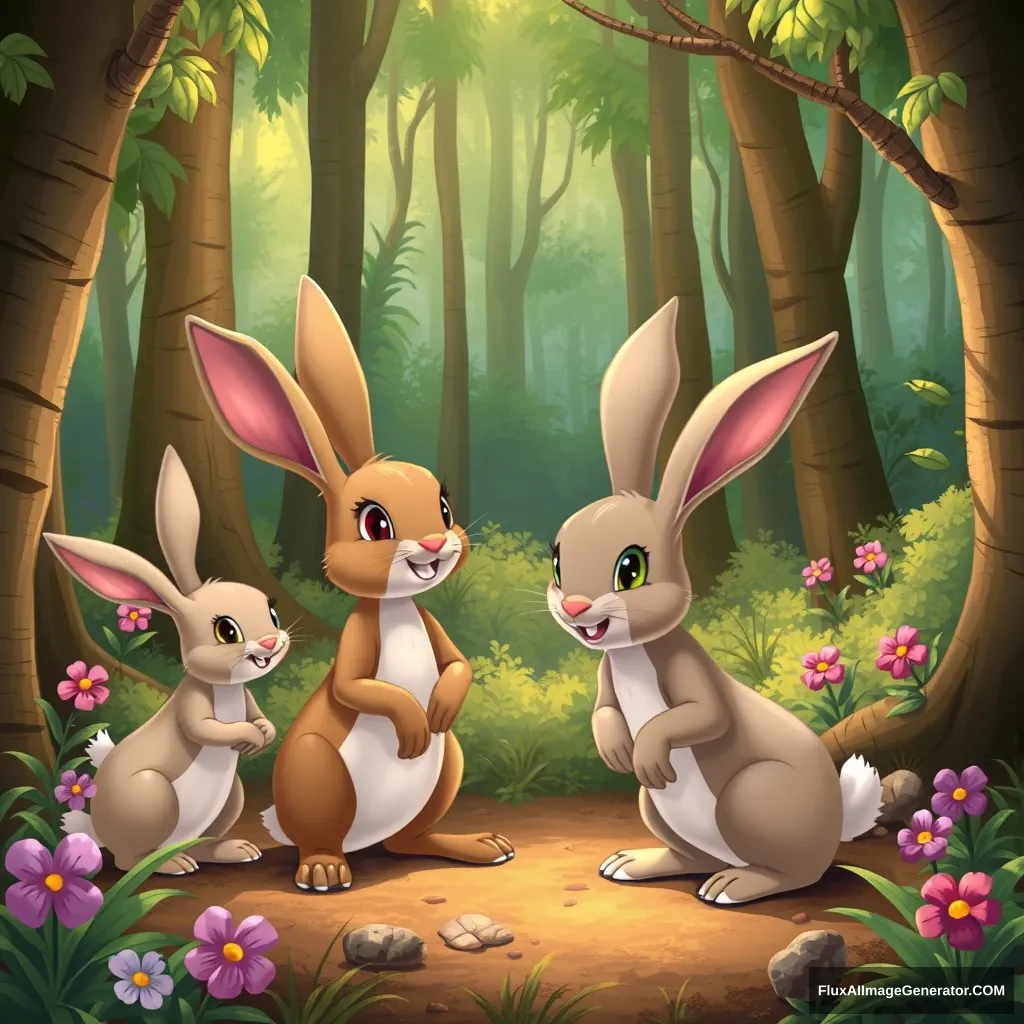 Rabbits in the forest, Disney style - Image