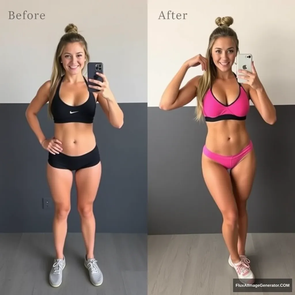 Fitness model influencer Emma's before-after photos