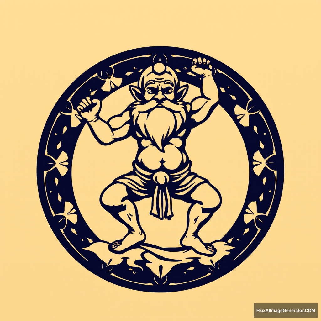 The emblem of the muscular dwarf yoga Tolkien.