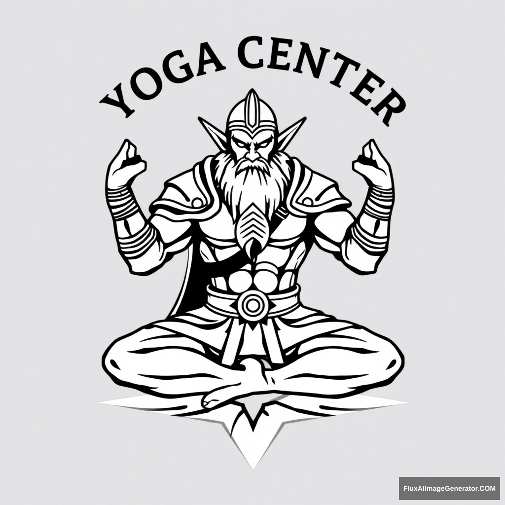 Yoga Center Logo: Muscular Armor Dwarf Dungeons & Dragons lotus position