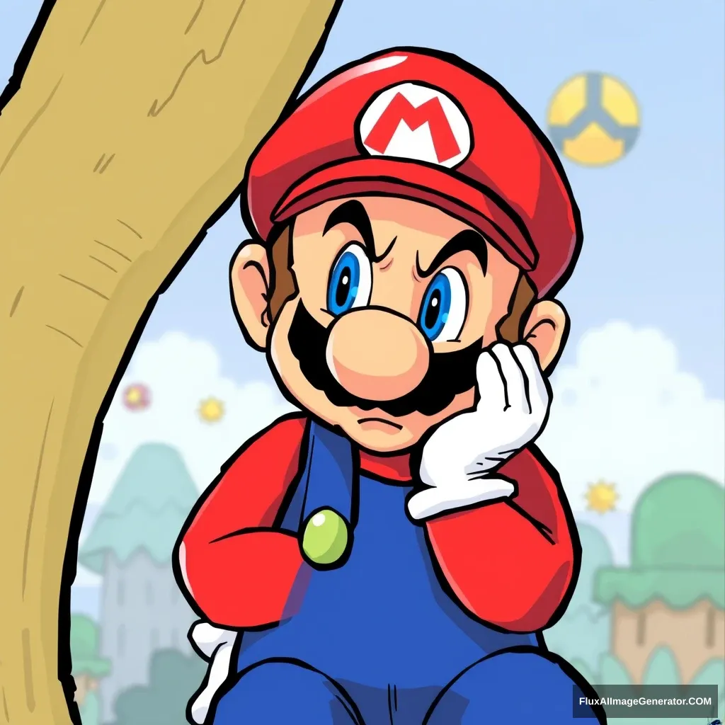 Super Mario overcome with grief