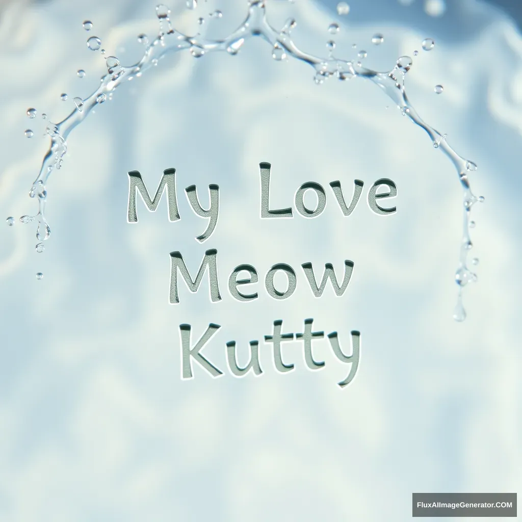 Water splash engraved with the name "My Love Meow Kutty." - Image