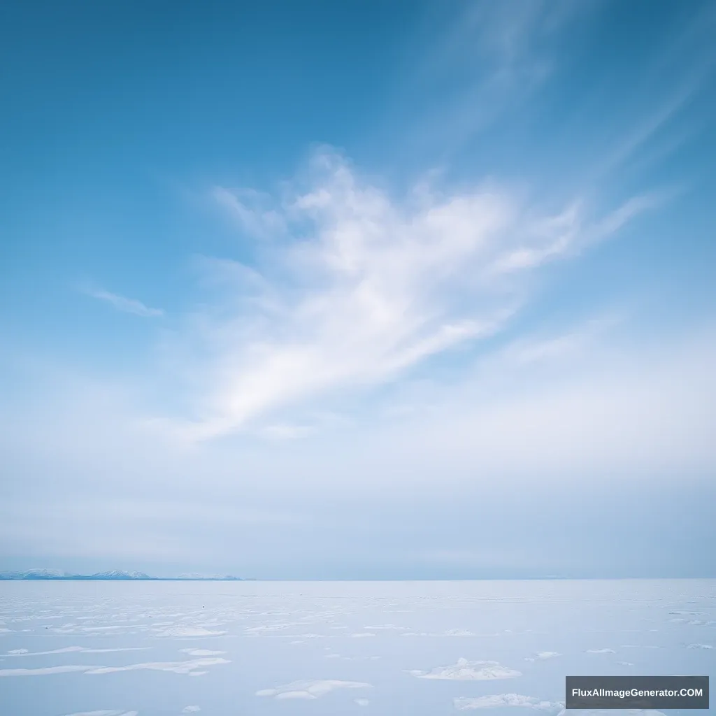 The icy sky and snowy ground.