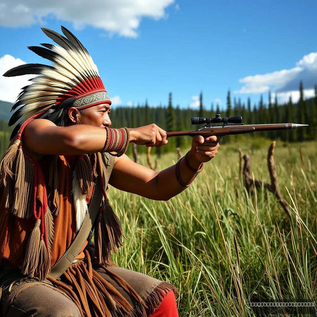 Native warrior 1600 Canada shooting Now. Realistic. - Image