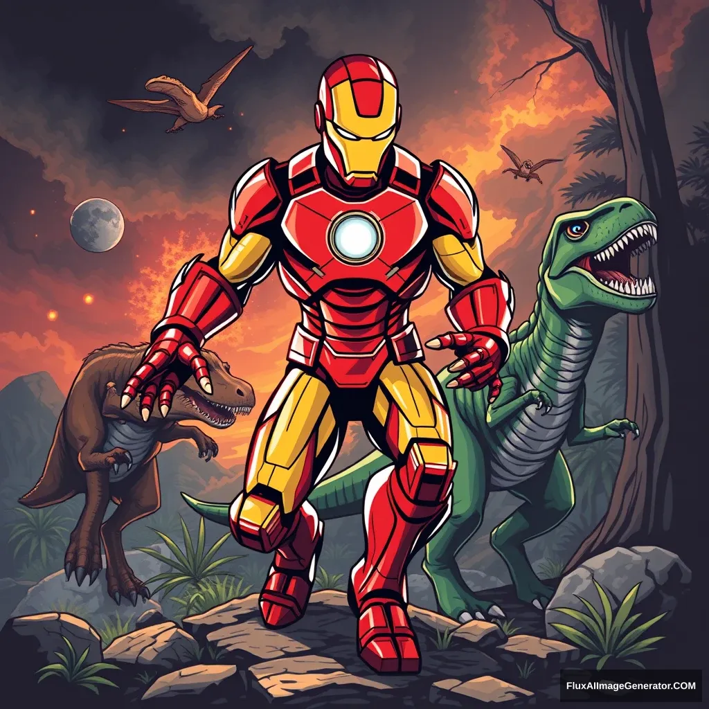 "Iron Man vs. Dinosaurs" - Image