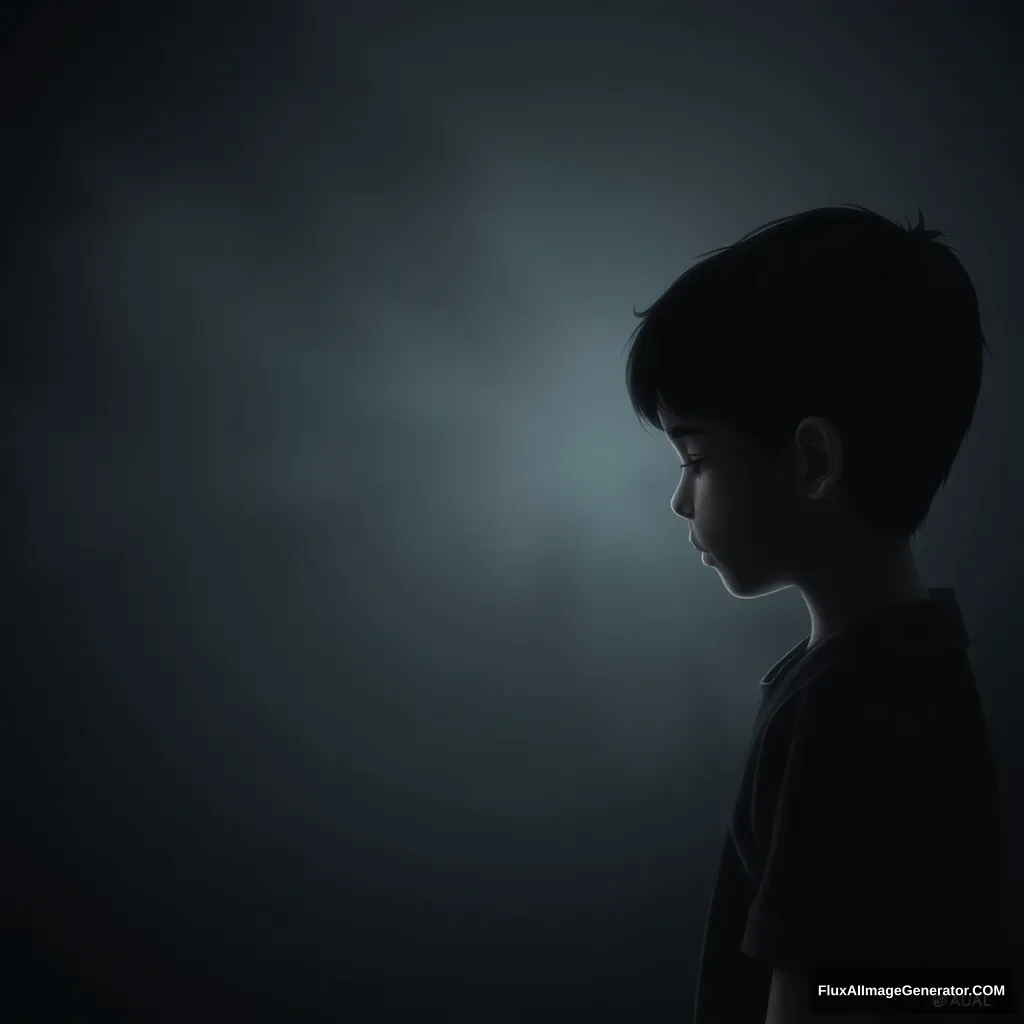 Sadness, loneliness, conclusion, boy, profile, tenderness. - Image