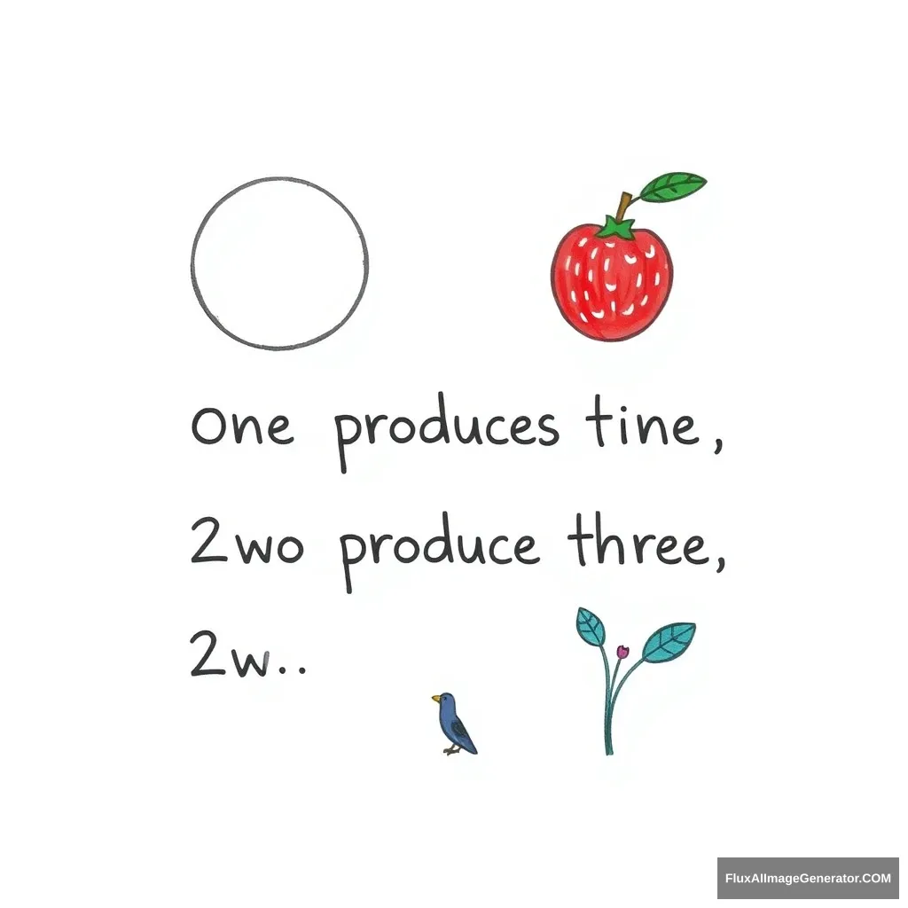 "Draw a picture: Dao produces one, one produces two, two produce three, and three produce all things." - Image