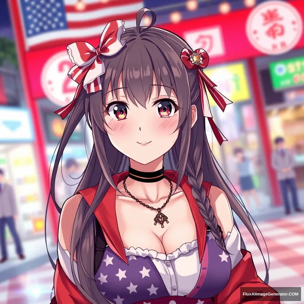 USA and Japan themed anime girl