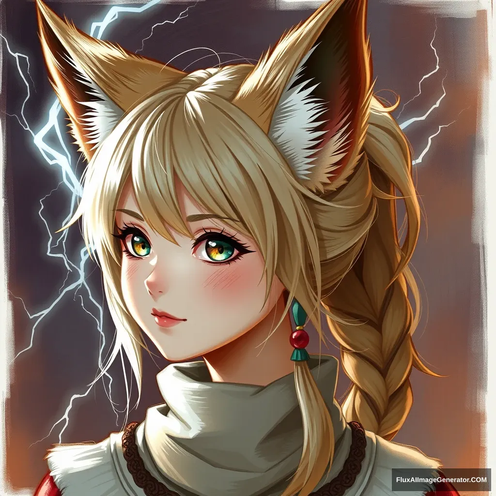 "Two-dimensional beautiful girl with fox ears and big thunder" - Image