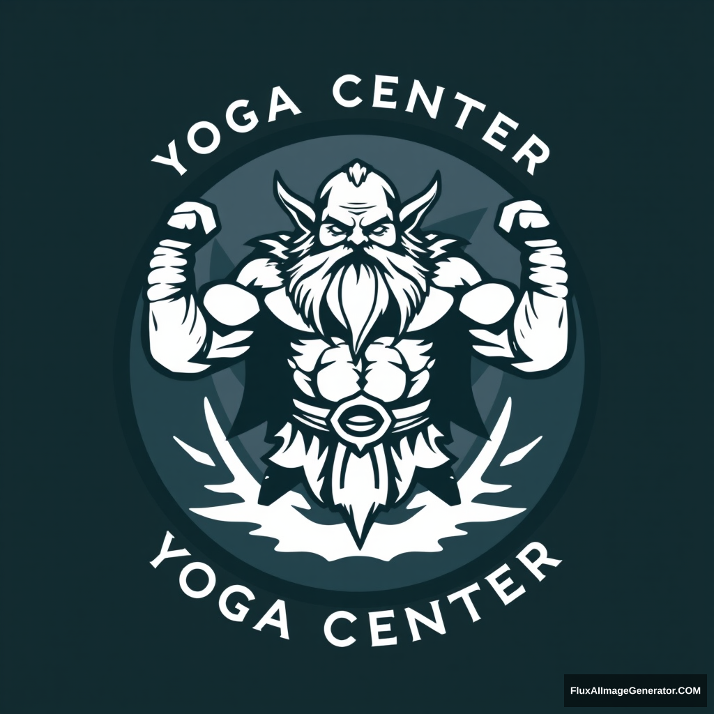 Yoga Center Logo: Muscular Dwarf Warhammer