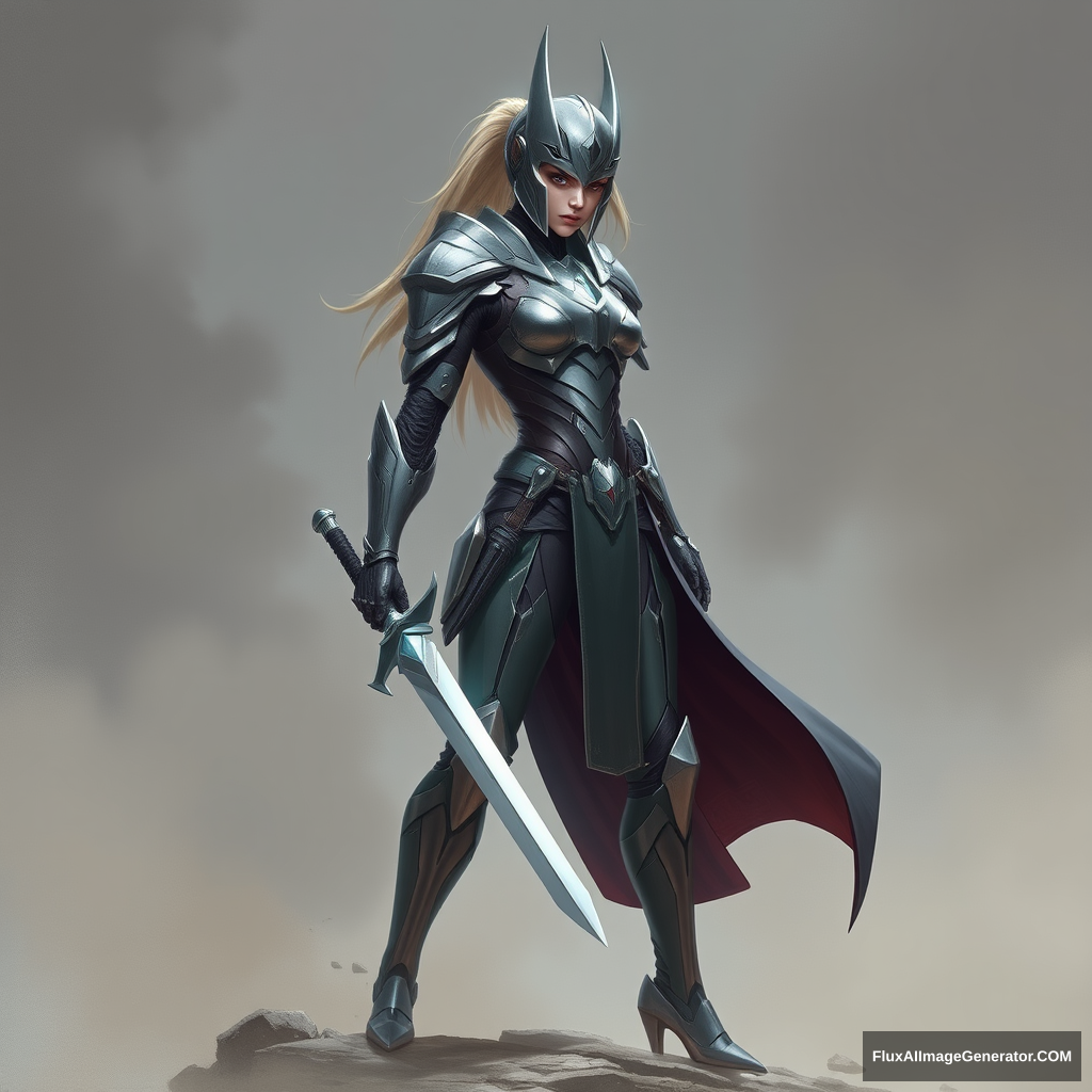 "A futuristic female knight."