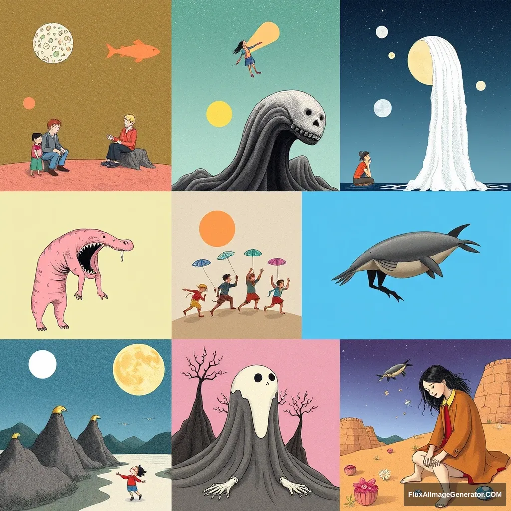 Collage of different weird illustrations