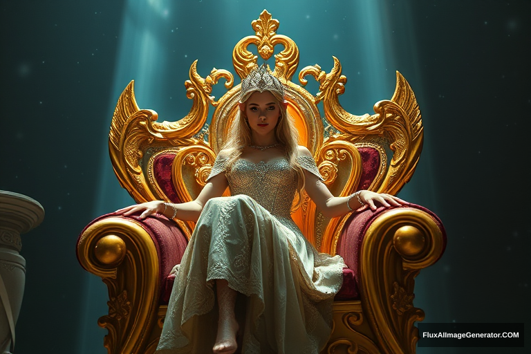 sparkling elf princess on a golden throne - Image