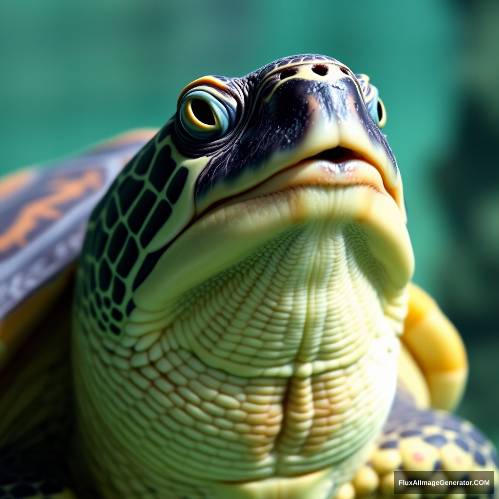 Turtle opening its mouth really wide. - Image