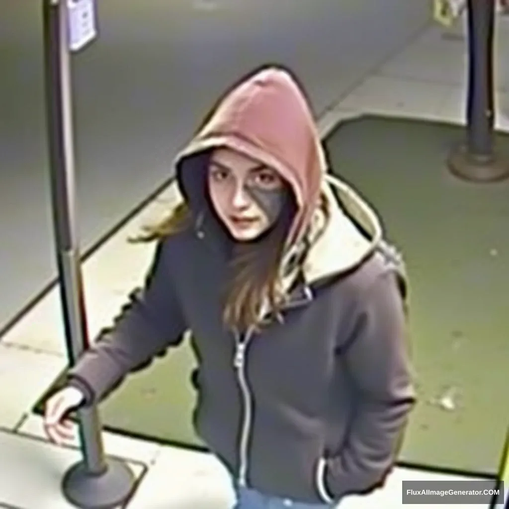 Security footage of a young woman - Image