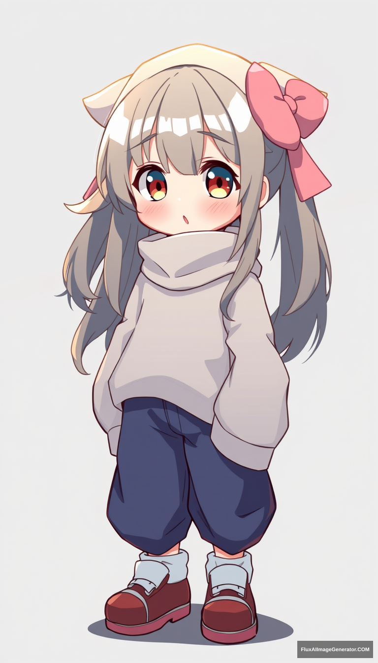 Kawaii and small anime girl cel shading and oversized clothes