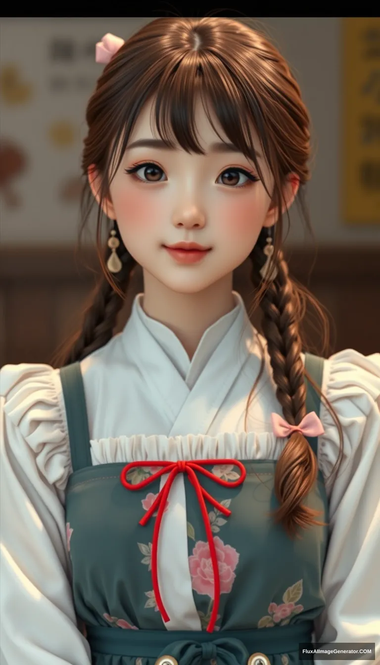 A Japanese teen girl wearing a kawaii dress and has an oval face, 8k, realistic, best quality, highly detailed, masterpiece. - Image