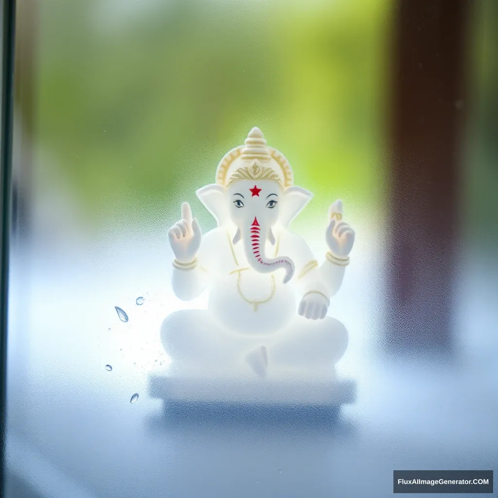 Ganesha seen through frosted glass - Image