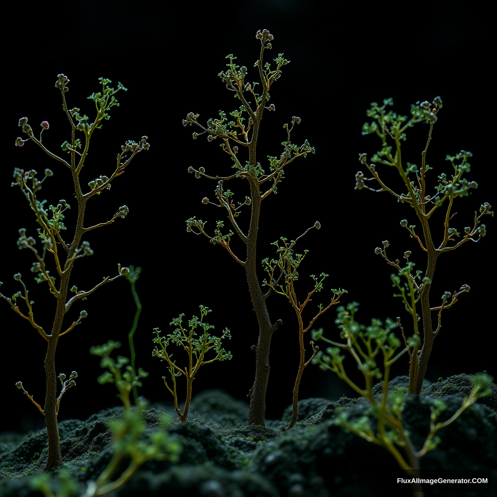 microbe trees black background