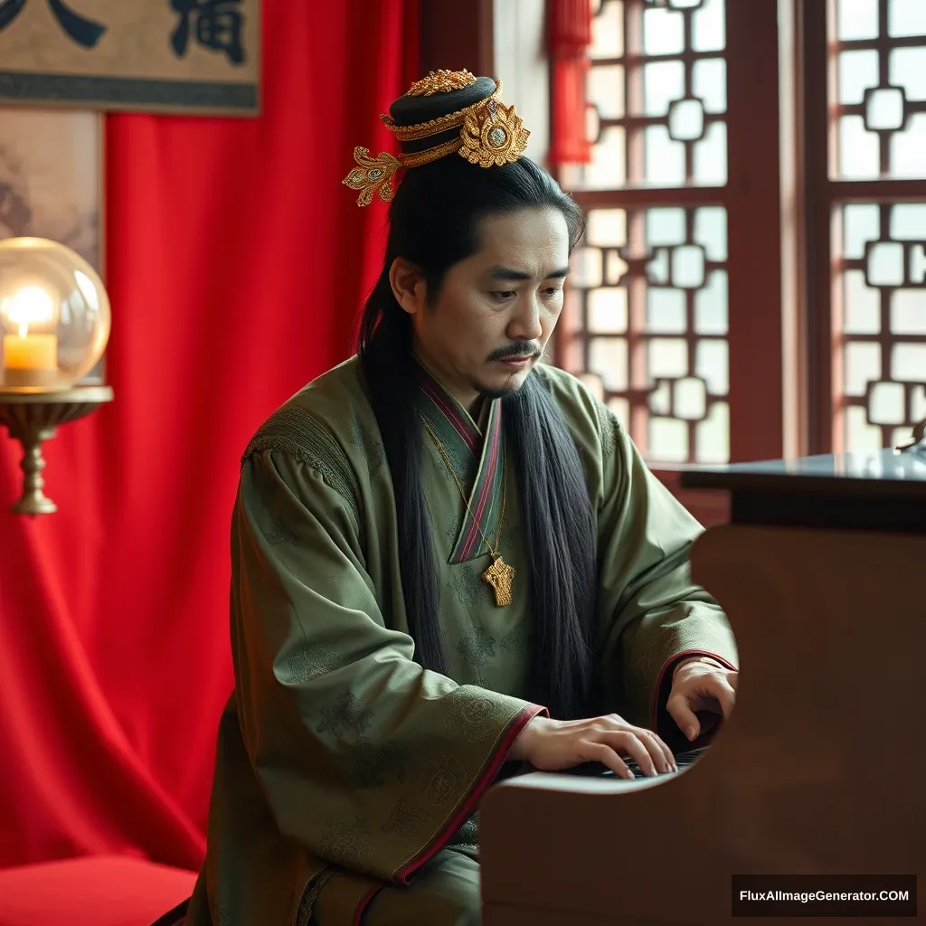 The role of Ling Hua in the original God is playing the piano.