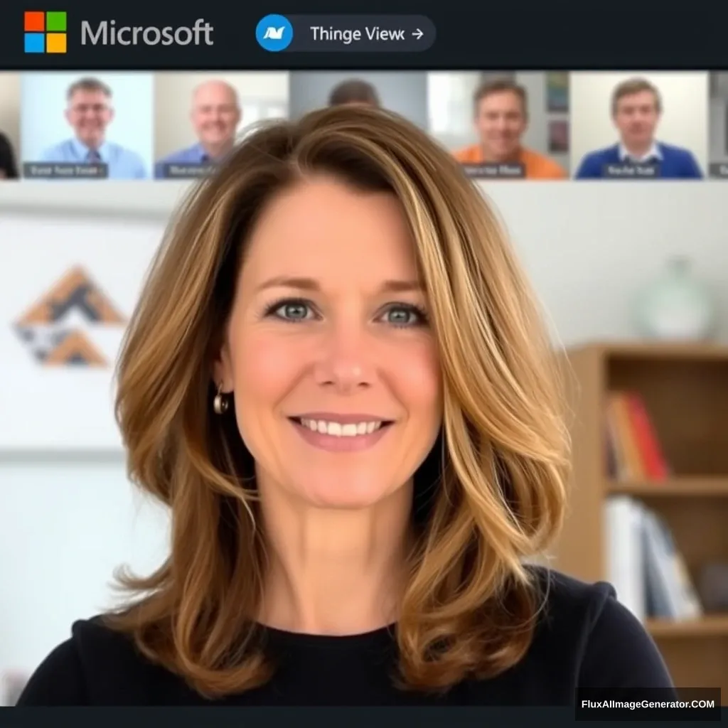 Microsoft online teams meeting presented by a white woman, brown hair, in her fifties.