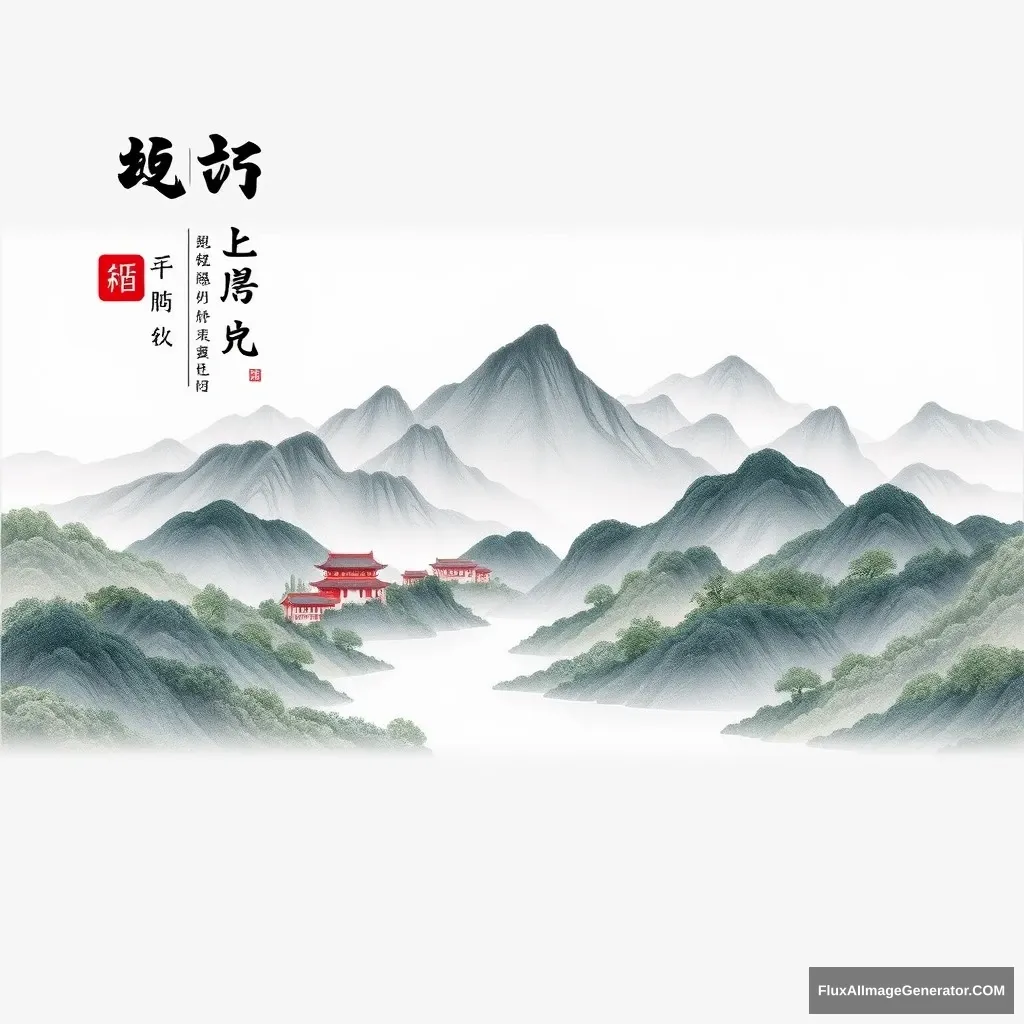 Landscape Chinese style textbook cover without text. - Image