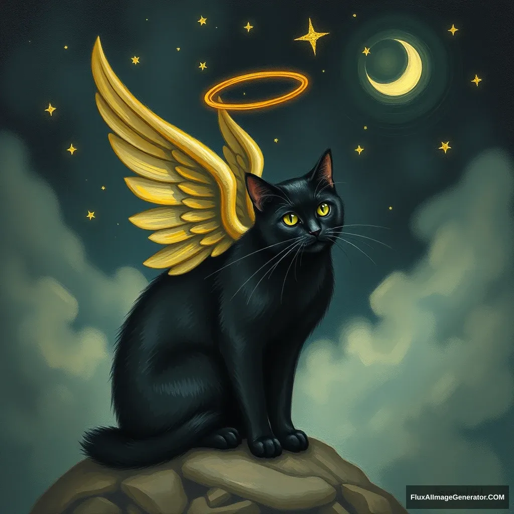 A black cat angel