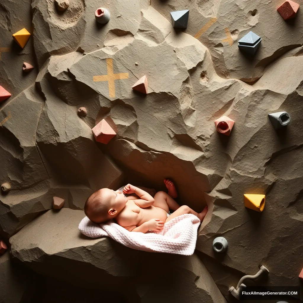 newborn climbing rock wall