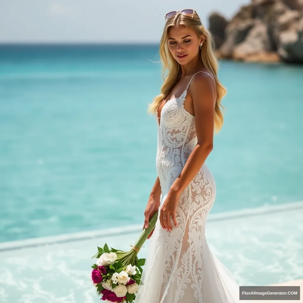 Fitness model influencer Emma's side-less wedding dress - Image