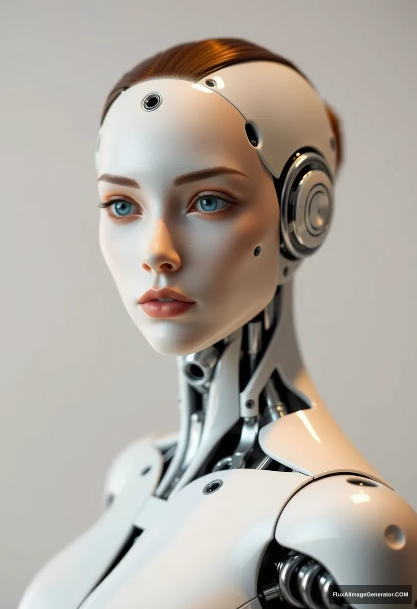 "A beautiful female robot, almost identical to an ordinary human."