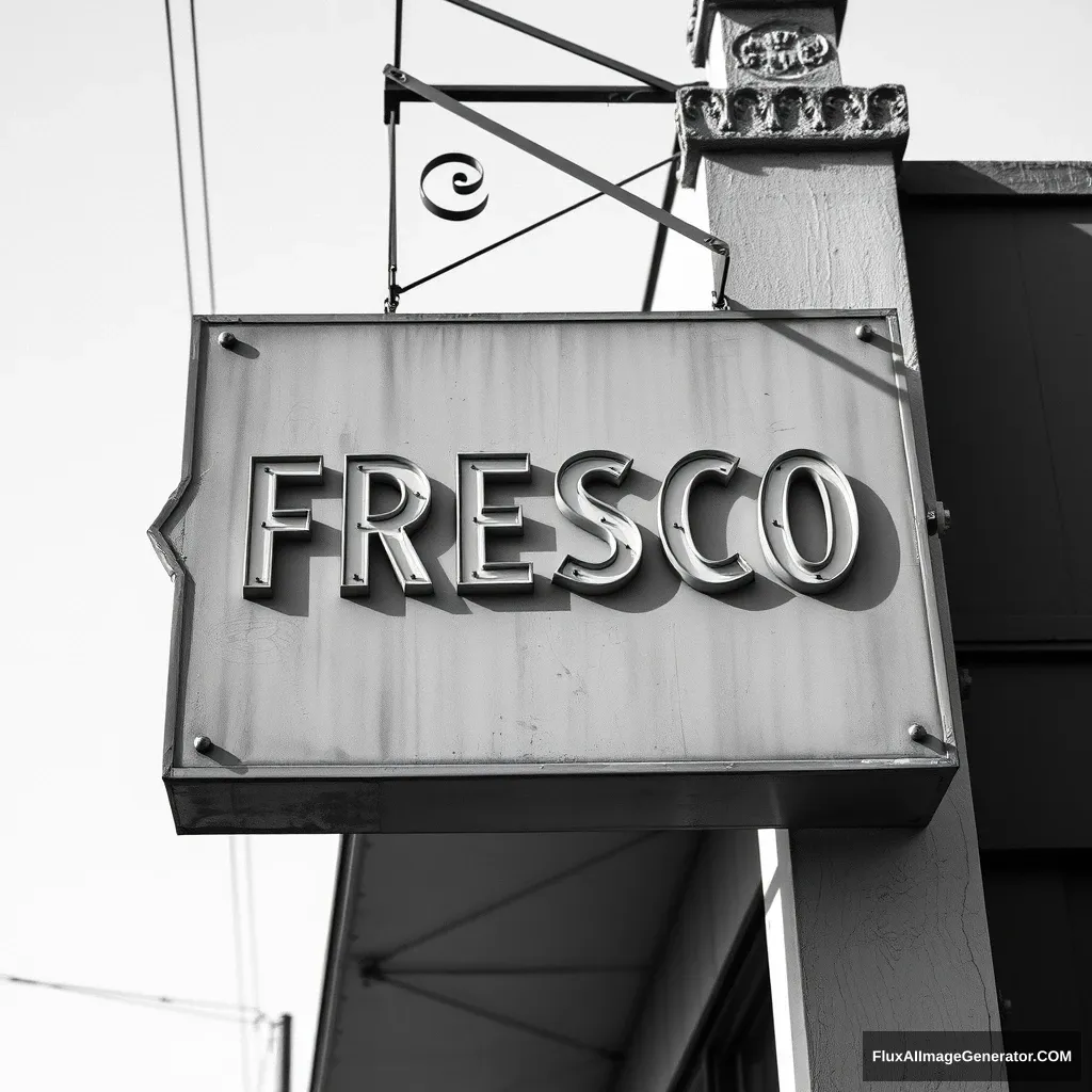 grayscale vintage sign that says "FRESCO" - Image