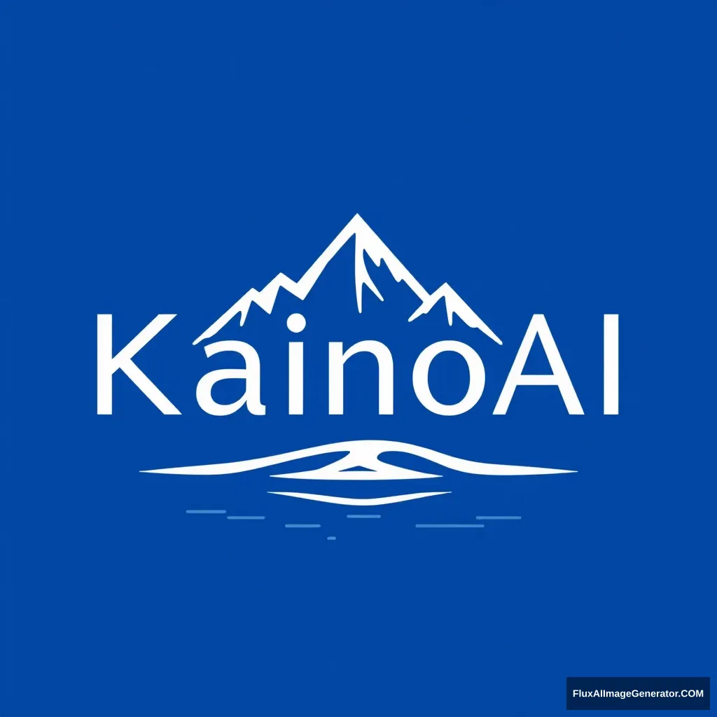 Design a blue logo with the words "KainoAI". It embodies the spirituality of water, the calmness of mountains, and the vastness of the sea. - Image