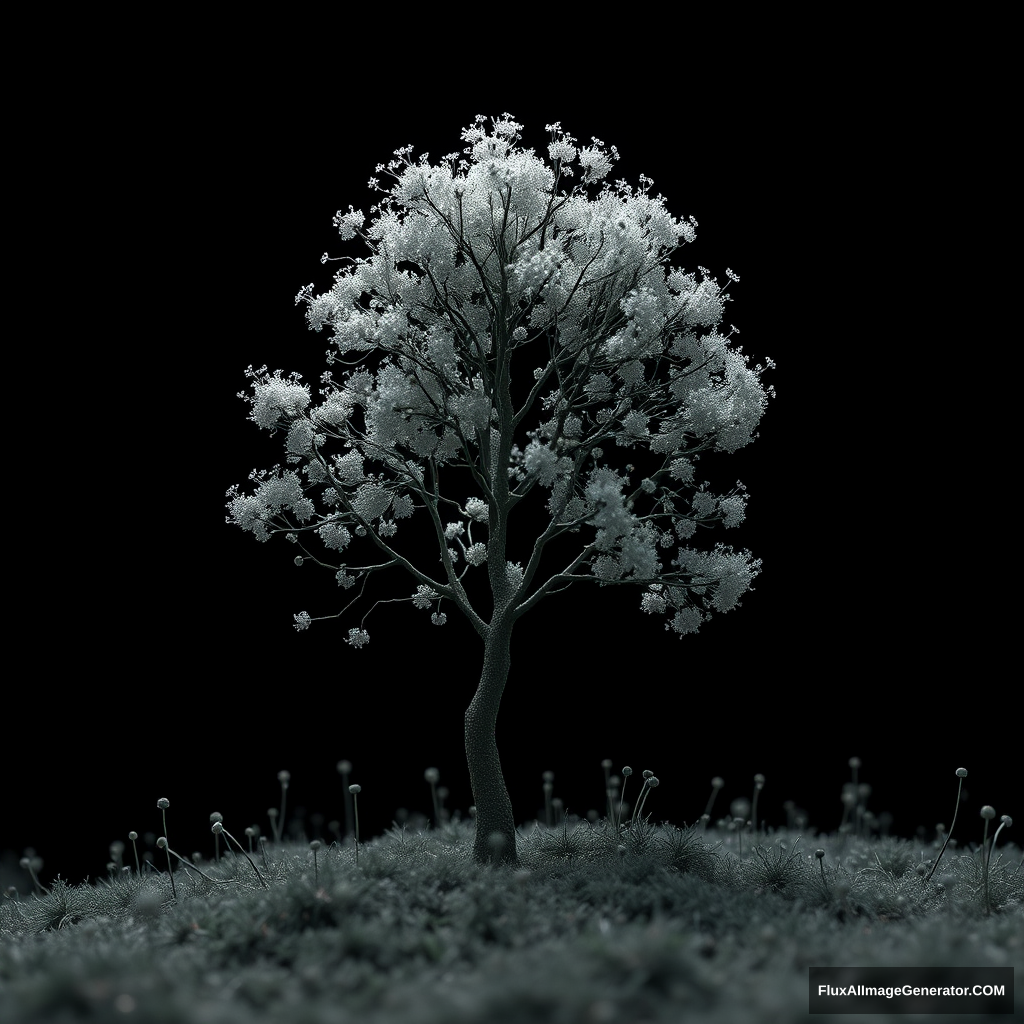 microbe tree field black background