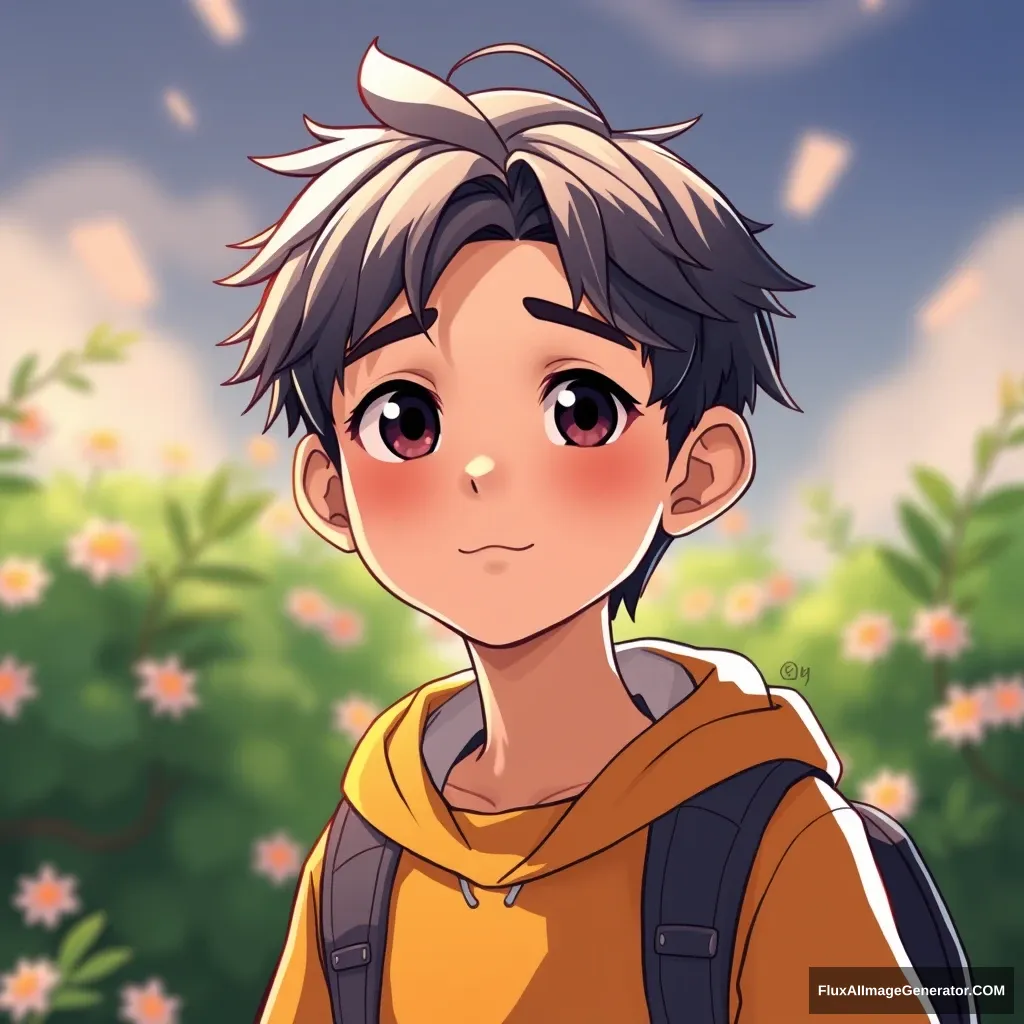 "I want to create an avatar, in a cartoon style similar to the movie 'Your Name' or 'Weathering With You', and it should be a boy." - Image