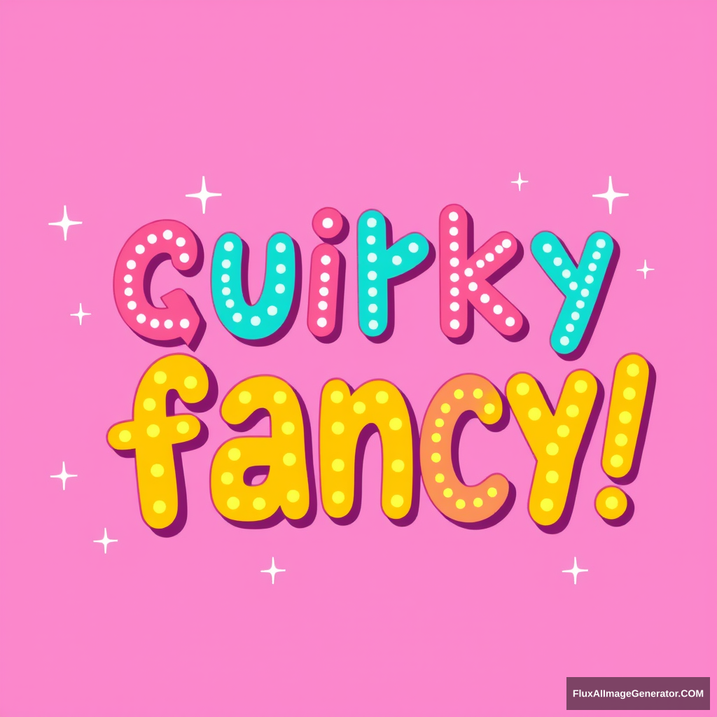 Quirky cute fancy colorful sparkly bright text saying ""