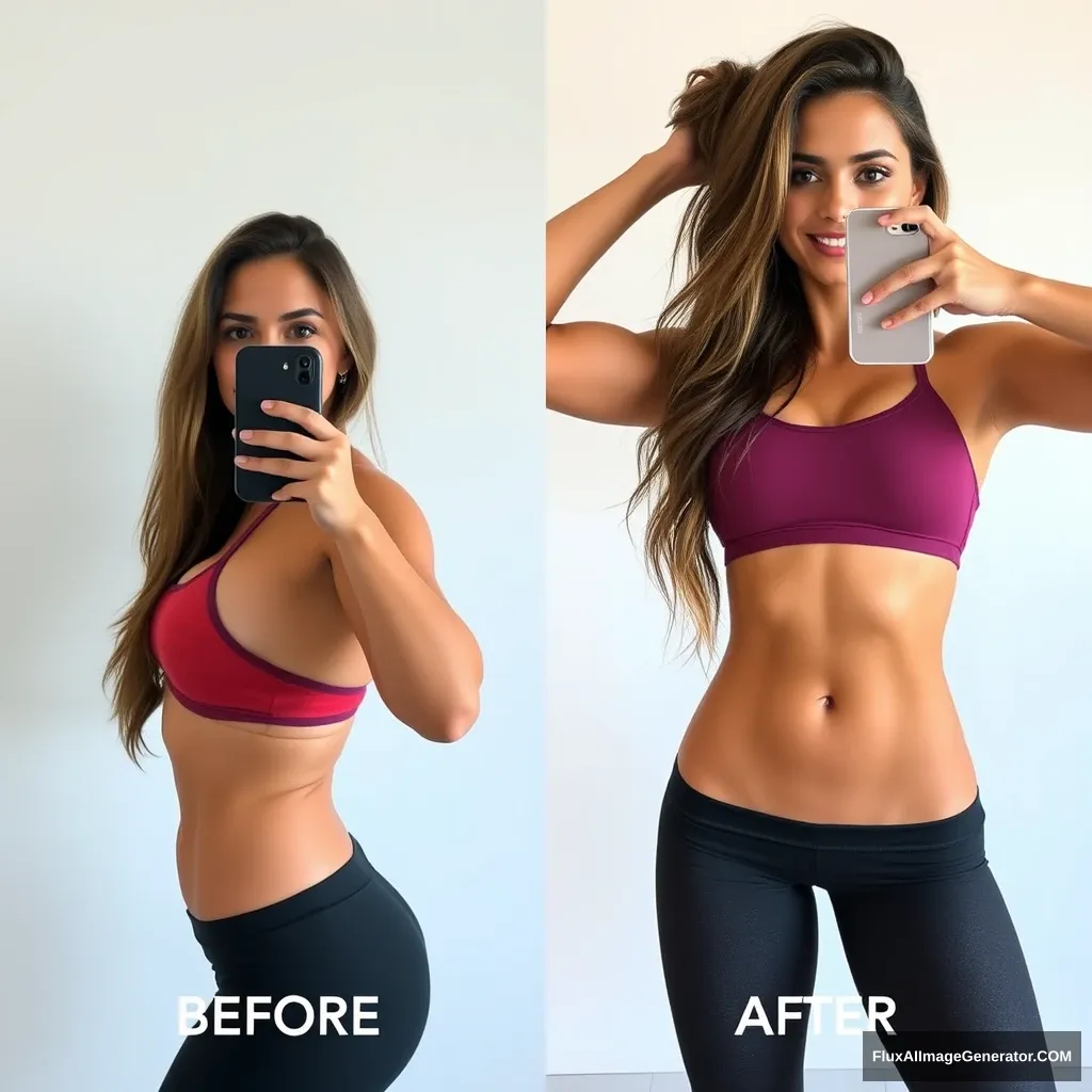 'Brazilian fitness model influencer Emma's before-after pictures'