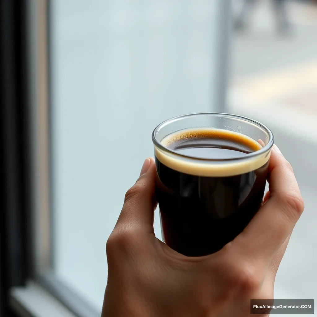 A hand holding a cup of coffee. - Image