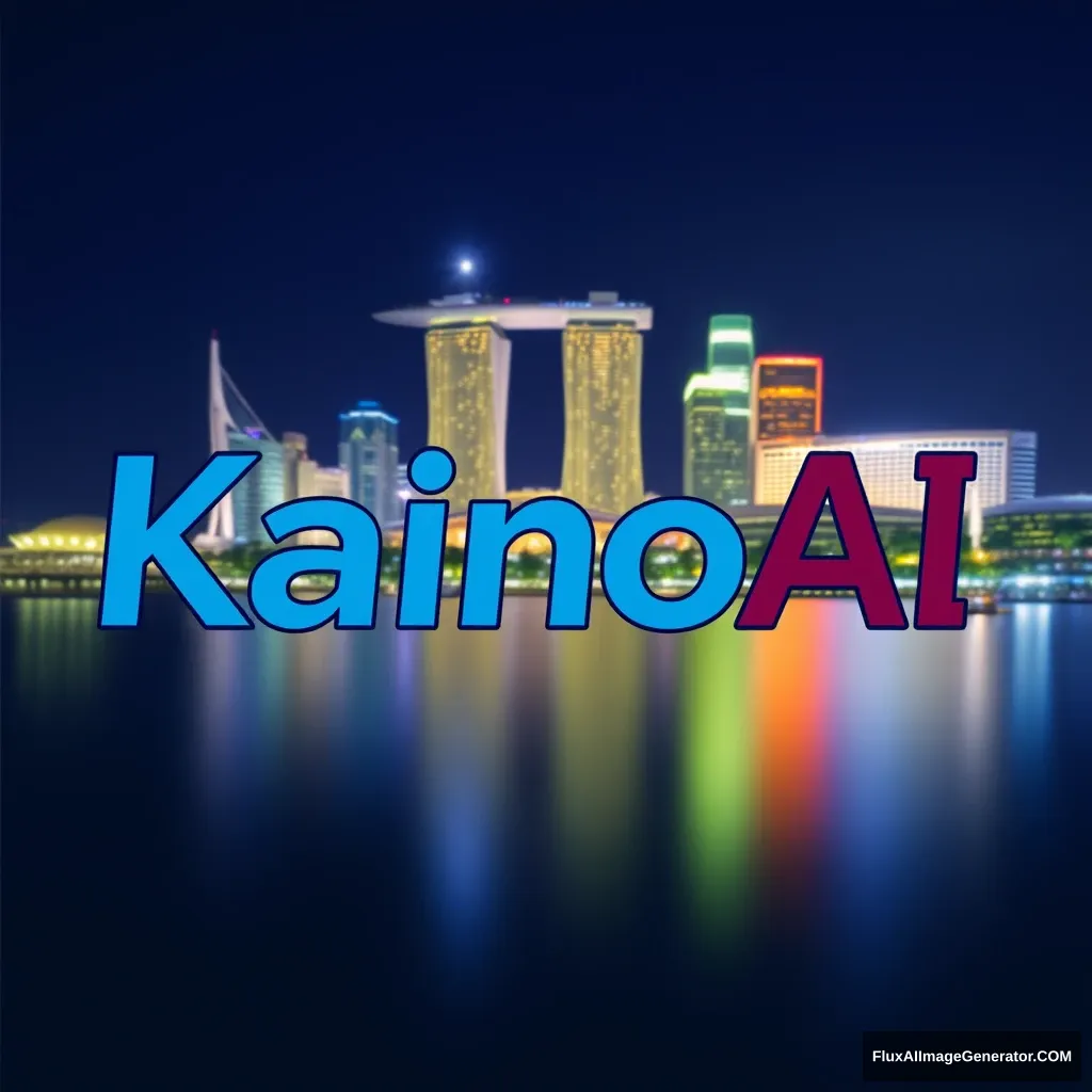 Design a logo with blue words "KainoAI", Singapore background.