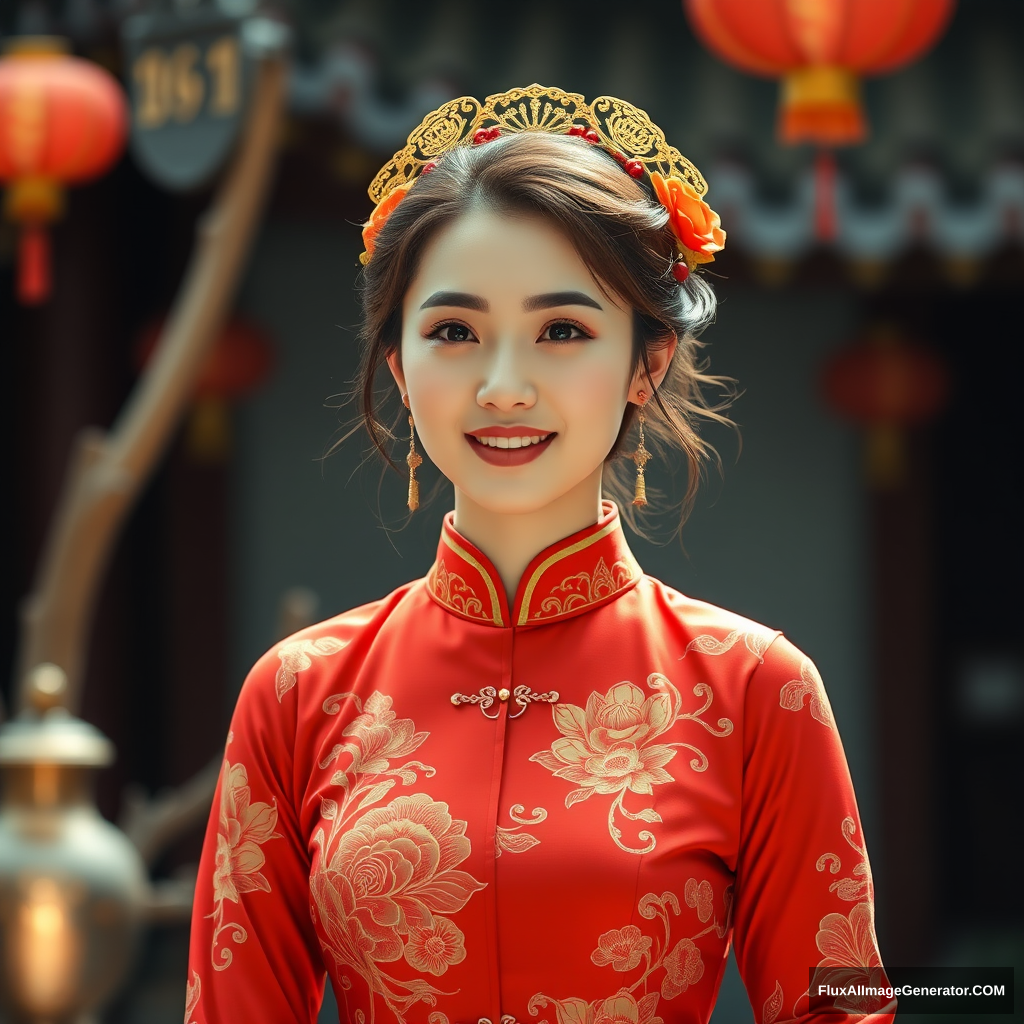 A beautiful woman in a qipao.