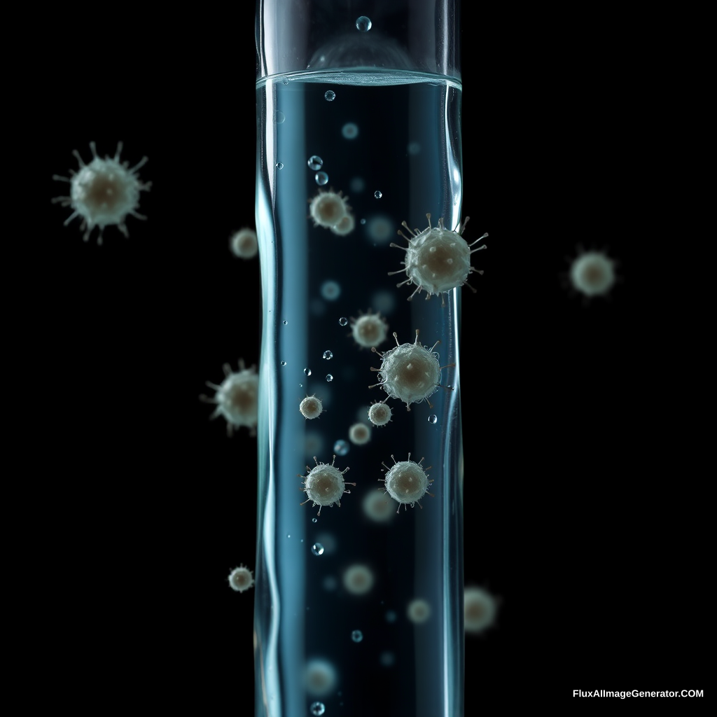 Microbes in a water pipe black background - Image